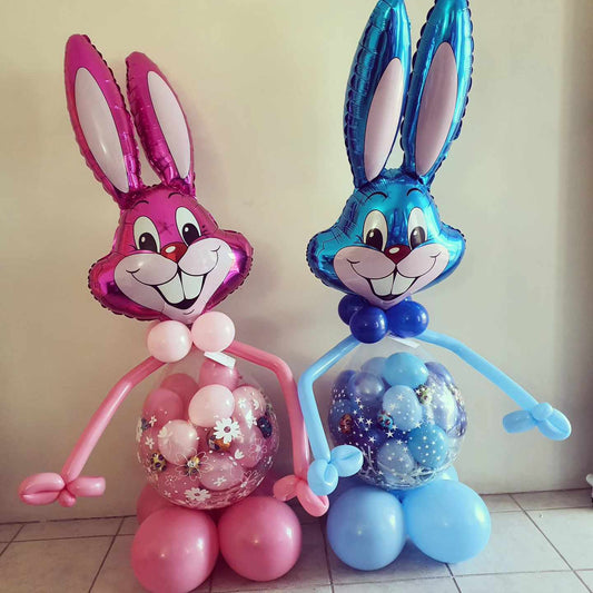 Easter Bunny stuffed Balloon gift basket filled with Cadbury Chocolate Easter Eggs