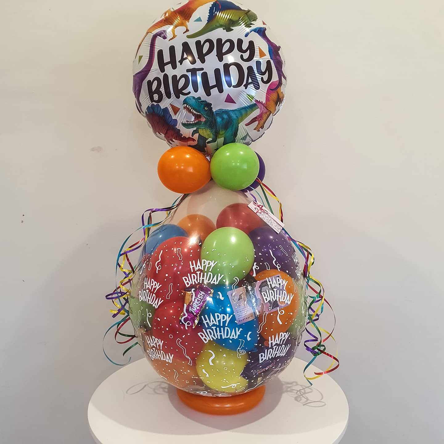 Stuffed balloon gift for teenager, child or as a get well soon gift. Filled with chocolates and money or gift cards can be added too!